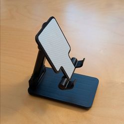 Black Phone Stand Height Adjustable Foldable Compatible With iPhone Samsung Android