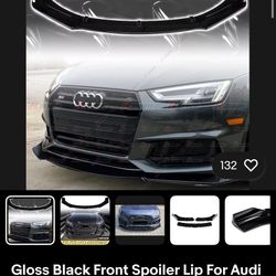 Gloss Black Front Spoiler Lip For Audi A4 B9 S4 Sedan 2017 2018-2019