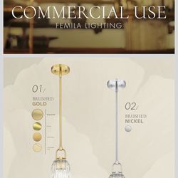 FEMILA Brushed Nickel Pendant Light Fixtures, Glass Pendant Light Modern Pendant Lighting for Kitchen Bedroom Hotel, E26 Base, 4FH83MIL BN