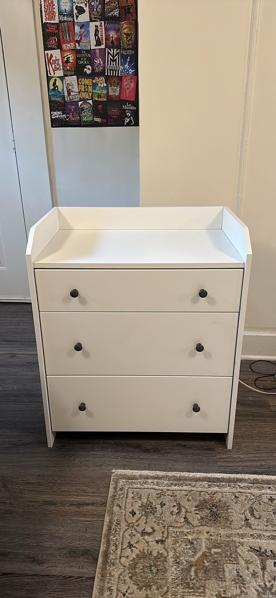 Three Drawer White Dresser