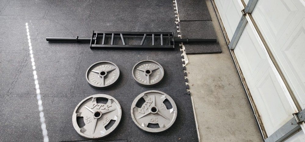 Olympic Barbell And Plates / Gym Equipment