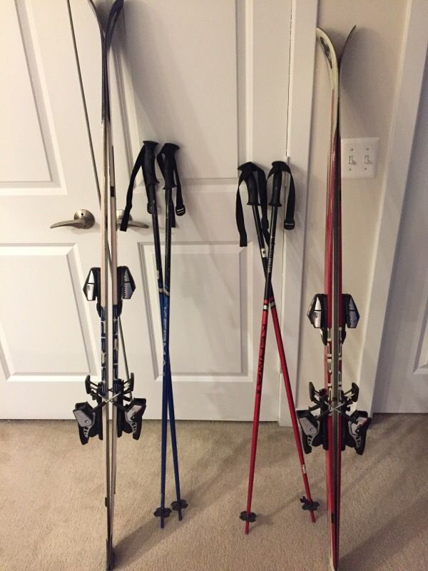 Great condition K2 skis (160 and 167) with Salomon bindings. Poles and boots