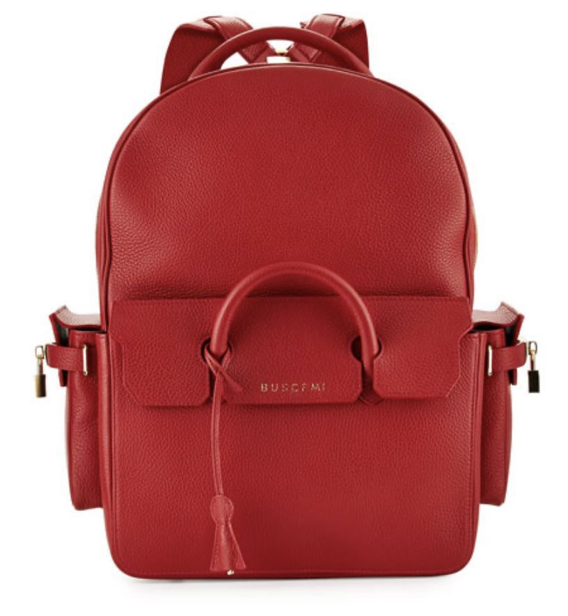 Buscemi PHD Large Leather Backpack, Red. 