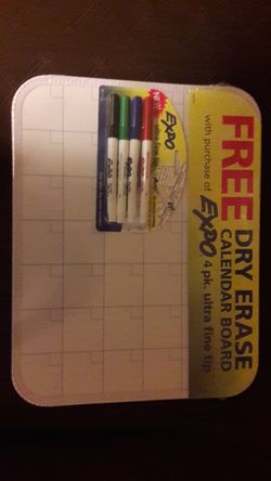 NEW Dry Erase Calendar with Expo Markers.