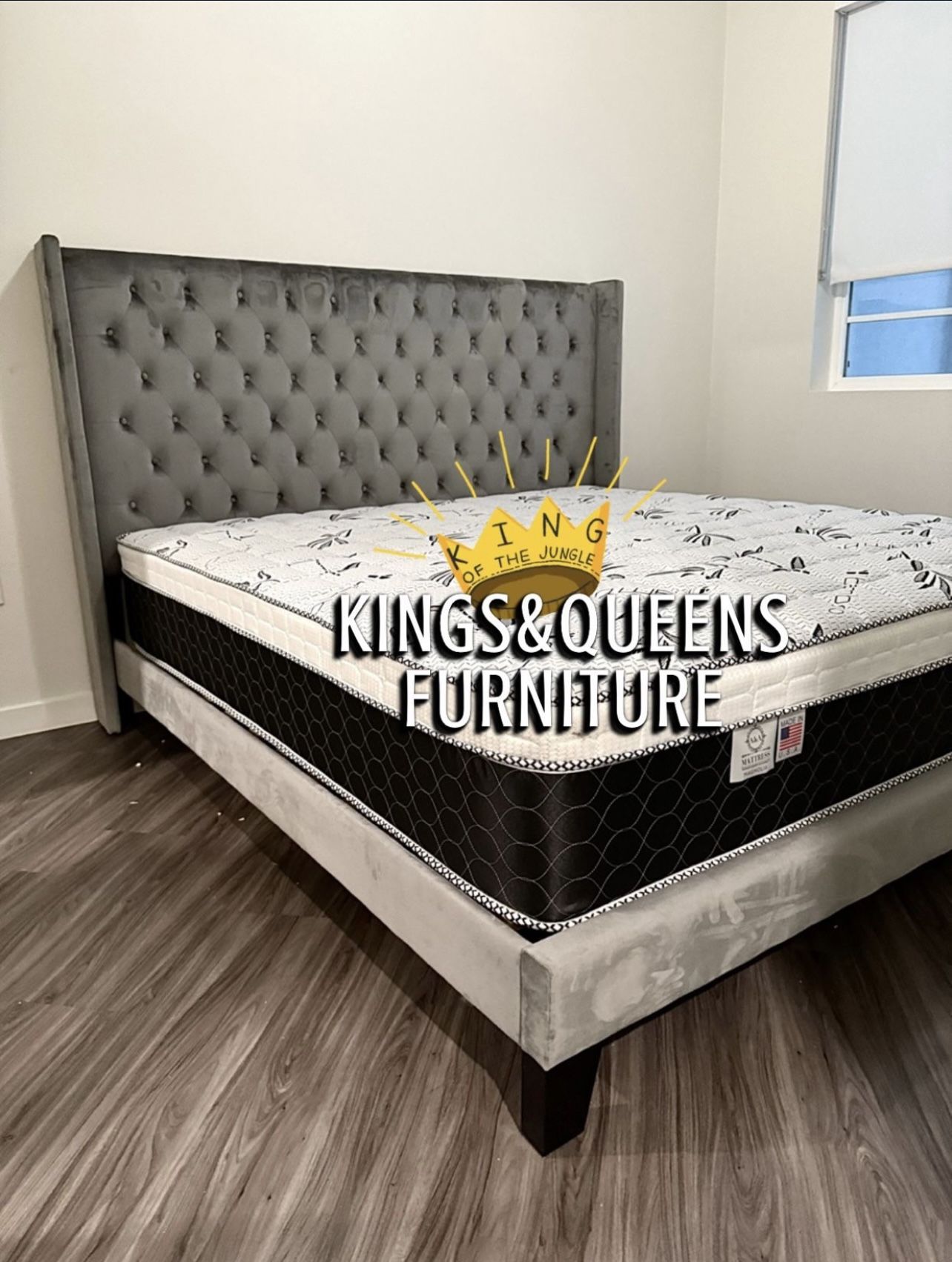 New King Bed Frame With Mattress 