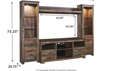 Furniture Rustic Wood lighted pier cabinets Wall unit shelf