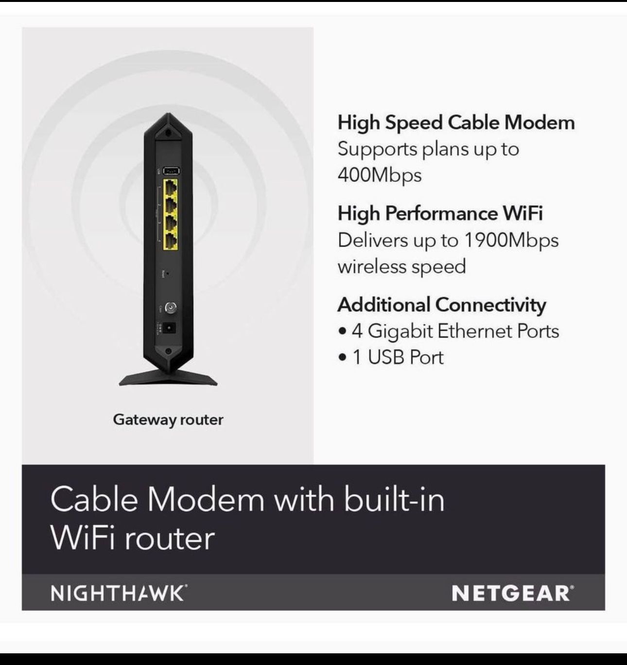 Netgear Cable Modem WiFi Router 