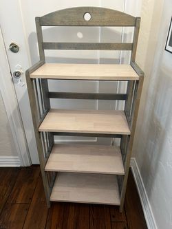 4-Tier Wooden Bookshelf with Blue/Gray Frame