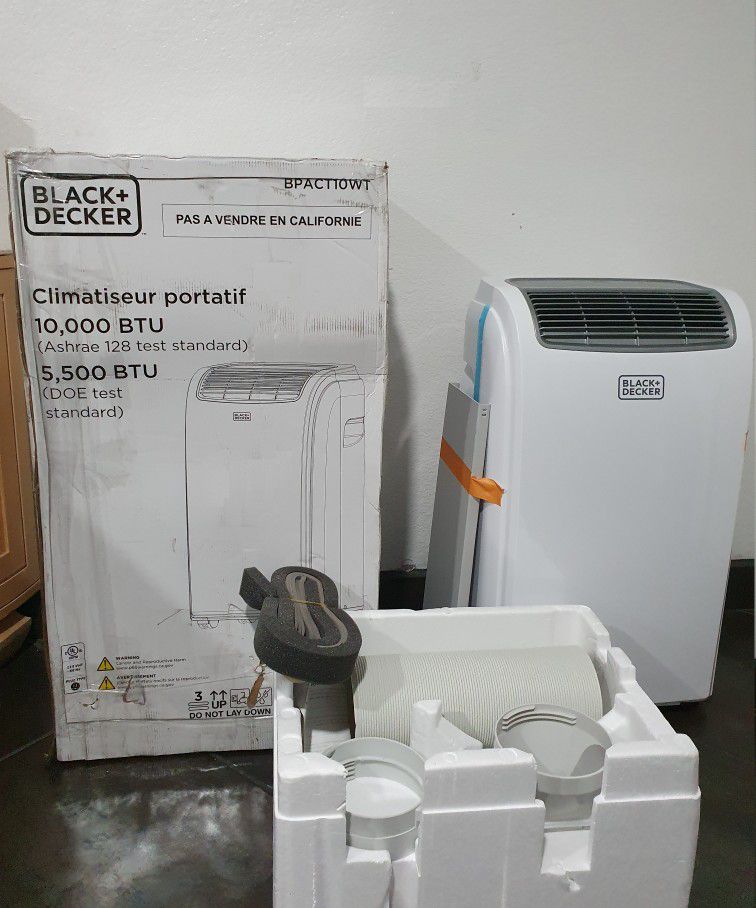 BLACK and DECKER Remote Control Portable Air Conditioner 10,000 BTU, White AC Unit
