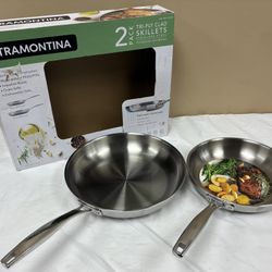 Tramontina 2 Pack Tri Ply Clad Skillets Stainless Steel 