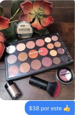 Eyeshadow, brush, powder and