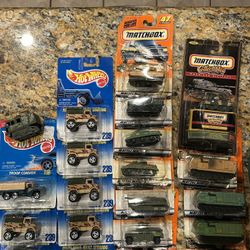 Matchbox And Hotwheels Military Vehicles 