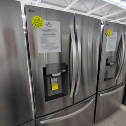 $1450 (MSRP $3099) LG French Door Refrigerator With Print proof Stainless Steel And Slim Space Plus