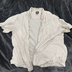 XL Cream Button-up Shirt With Relaxed Fit