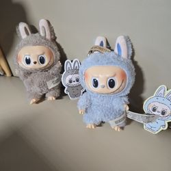 Labubu Macaron Toffee Light Brown And Coconut Sea Salt Plush Toy Keychain 