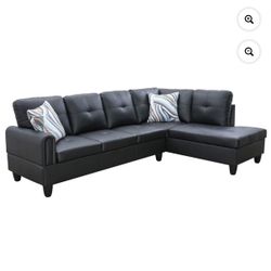 Black Sectional Couch With Ottoman