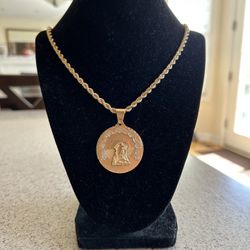 14kt Yellow solid gold Saint Barbara medallion