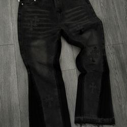 FLARED GALLERY DEPT CHROME HEART JEANS
