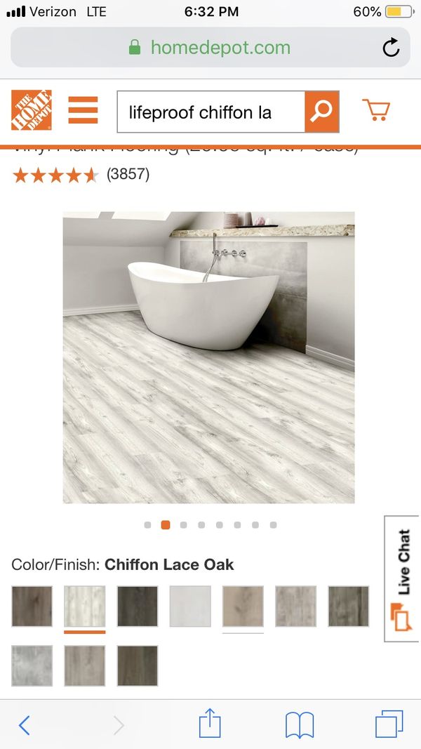 LifeProof Chiffon Lace Oak 8.7 in x 47.6 in Vinyl Plank Flooring for