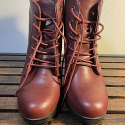 Torrid Red/Burgundy Heeled Boots. 8.5WW 
