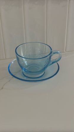 mug and saucer blue