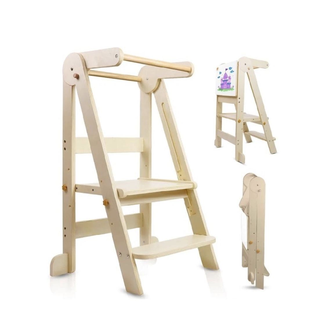 NEW Foldable Kitchen Tower Step Stool New, Open Box Approx 40 inches tall
