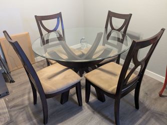 48" round glass top dining table & chairs