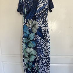 Long Dress With Beautiful Island Style Summer Print 
