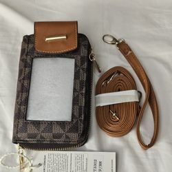 Brown Print Cell Phone Wallet