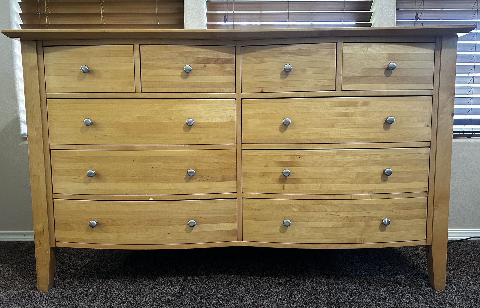 Beautifully Made Solid Wood Bedroom Set: King bed, Dresser, Mirror, Tuft And Needle Mattress