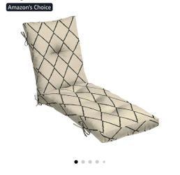Arden Outdoor Plush Modern Tufted Chaise Cushion, 76 x 22, Rain-Proof, Fade Resistant, Tufted Cushion for Chaise Lounger Tan Diamond Trellis