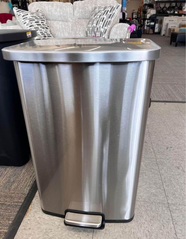 13.2 Gallon Rectangular Stainless Steel Trash Can, Kitchen Step Trash Can