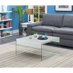 Brand New in Box Square Wooden and Tempered Glass Coffee Table