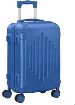 IVV Checked-Large 28-Inch Spinner Luggage with Silent Wheels, TSA Lock and Adjustable Telescopic Handle, Deep Blue