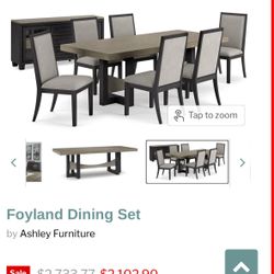Dining Wood Table Set 90in with 6 Chairs 
