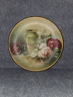 Antique Round Floral Still Life Decorative Plate