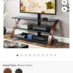 Black Tempered Glass Tv Stand 54 Inches Long 18 Inches Wide Three Tier Shelves