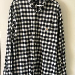 Carhartt Black And White Plaid Long Sleeve Button Up Shirt 