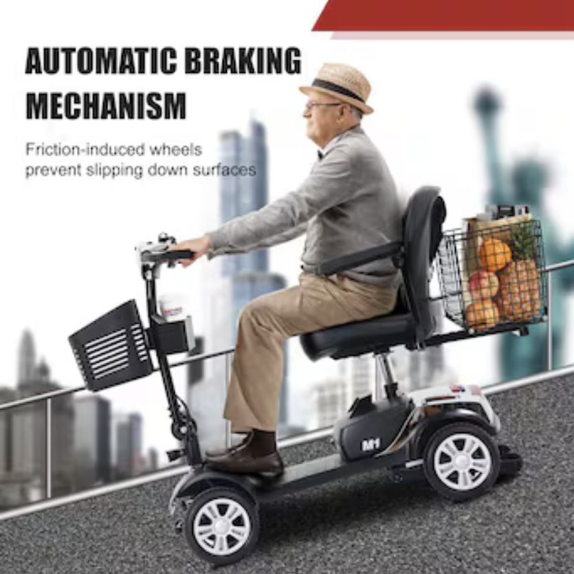 Flynama Four Wheels Compact Travel Mobility Scooter with 300w Motor- Chrome Model #L-P198329 $1655 plus tax at Lowe's website new still in the box