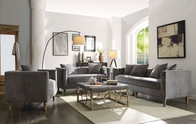 Gray Velvet Sofa and Loveseat @Elegant Furniture