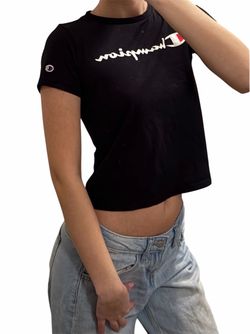 Champion Black Crop T-Shirt |XS