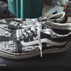 Vans Off The Wall All Over Print Off The Wall Logo Canvas Shoes Mens Size 9.5