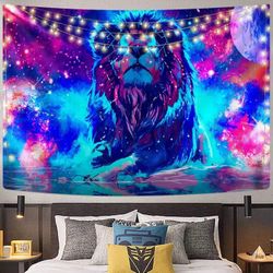 Psychedelic Astral Lion Tapestry