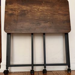 Mobile Small Rolling Computer Desk, Folding Laptop Cart Table with Wheels