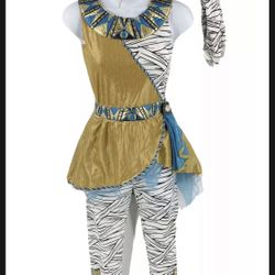 Egyptian Princess Girls Halloween Costume M 8-10 Funky Cleo Outfit Blue Gold 