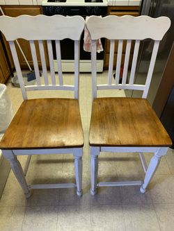 Moving Sale Two Real Wood Two Tone Counterheight Stools