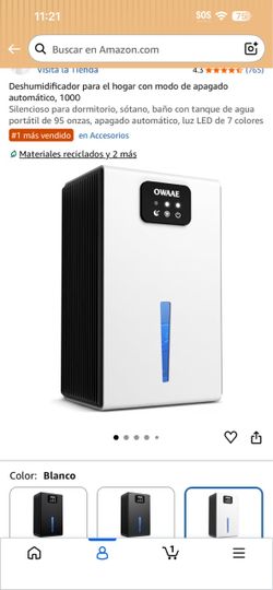 Deshumidificador para el hogar con modo de apagado automático, 1000