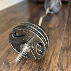 EZ Threaded Curl Barbell w/ Weights - TSA 