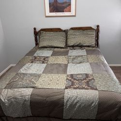 Queen Bed Matress, Box Spring, Bed Frame, amd Headboard