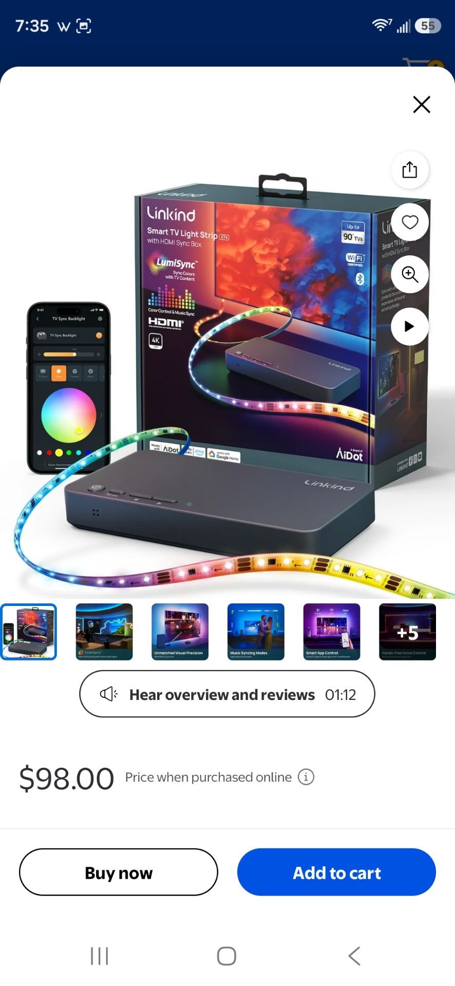 Linkind ET6 Smart TV Backlights with HDMI 2.0 Sync Box